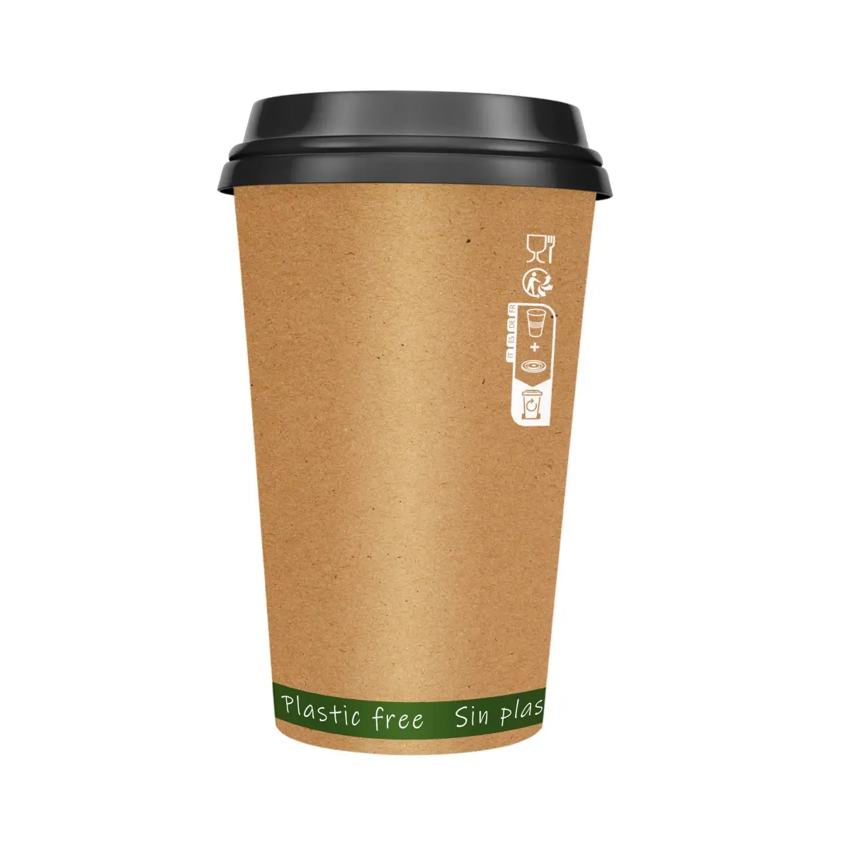 Packnwood 210GCWBZEN16 16 oz 3.5 x 5.4 in. Zen Kraft Paper Cup Without Plastic - 1000 Piece