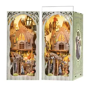 DIY Book Nook Kit, DIY Miniature Dollhouse Booknook Kit, Wooden 3D Puzzle Bookend Bookshelf Insert Decor with LED Light for Teens and Adults (Dorothy's Journey)wooden house kit craft enthusiast