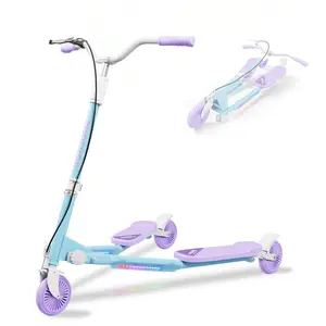 PHOEROS Upgraded Swing Wiggle Scooter, 3 Wheels Drifiting Kick Scooter for Kids Ages 6-12,Teens & Adults, Youth Drifting Scooter with LED Light /7 Height Adjustable/Foldable Best Gift for Kids/Youth.