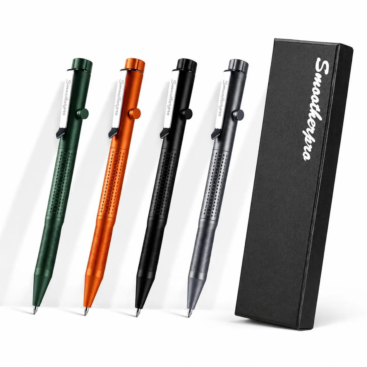 SMOOTHERPRO Aluminum Bolt Action Pen (APG01 Model, Pen-Pencil Duo) - 2-in-1 Ballpoint & Pencil, Graphite Tip, Retractable Twist Design, Anti-Slip Bolt Texture, Parker Refill Compatible, for Artists, Graduations, Office Use, Gift-Ready Black Packaging, Col