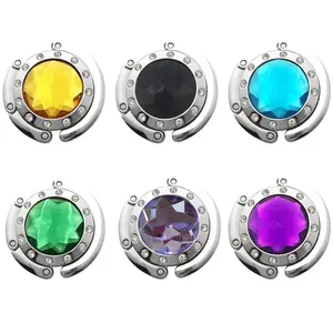 Round acrylic hanging bag hook Folding portable women's bag desk hook Foldable Purse Hook