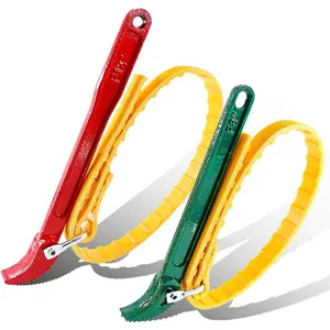 2 Pack Multi-Purpose Belt Strap Wrench 12"(300mm) and 7.8"(200mm) Handle Strap Opener Wrench for Opening, Pipe and Tin - Red and Green