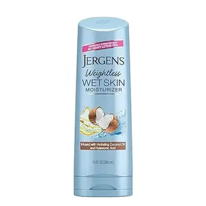 Jergens Wet Skin Body Lotion with Coconut Oil, In Shower Lotion for Dry Skin, Fast-Absorbing, Non-Sticky, Dermatologist Tested, 10 Ounce