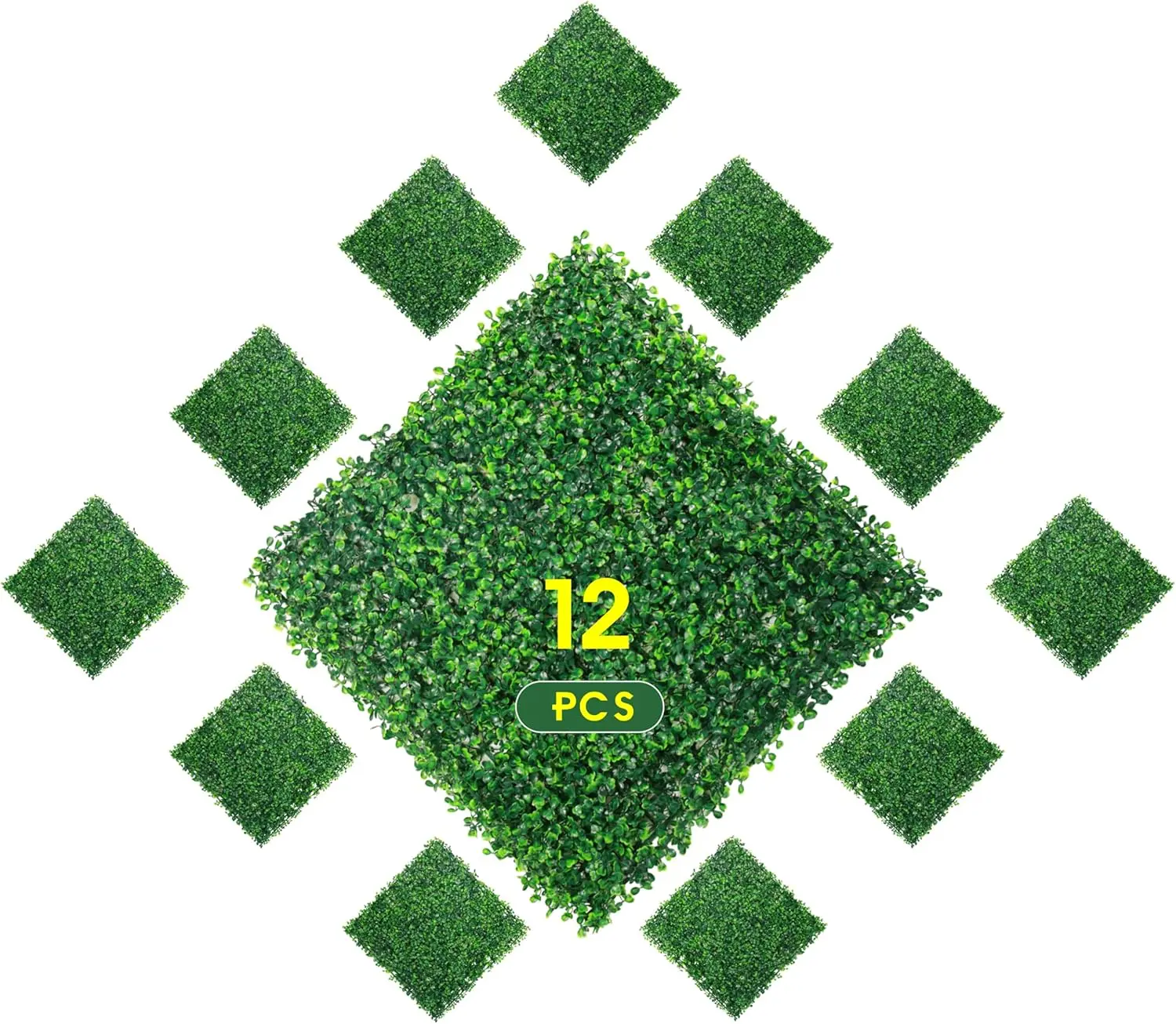 12 PCS 20x20 in Lightweight Artificial Boxwood Panels - Sun-Protected Faux Greenery Topiary Hedge Screen, Natural-Look Artificial Plants for Outdoor, Indoor Home Decor Privacy Enhancement