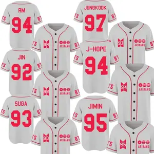 Custom Kpop Idol Baseball Jersey Shirts, Bangtan Back Again 2026 Tour Casual Loose Short Sleeve V Neck T-shirt for Summer, Fashion Men's Top for Daily Wear, Vibes