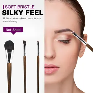 3pc Slim Peak Wool Eyeshadow Brush Set - Ultra Soft & Professional for Flawless Blending, Beginner-Friendly