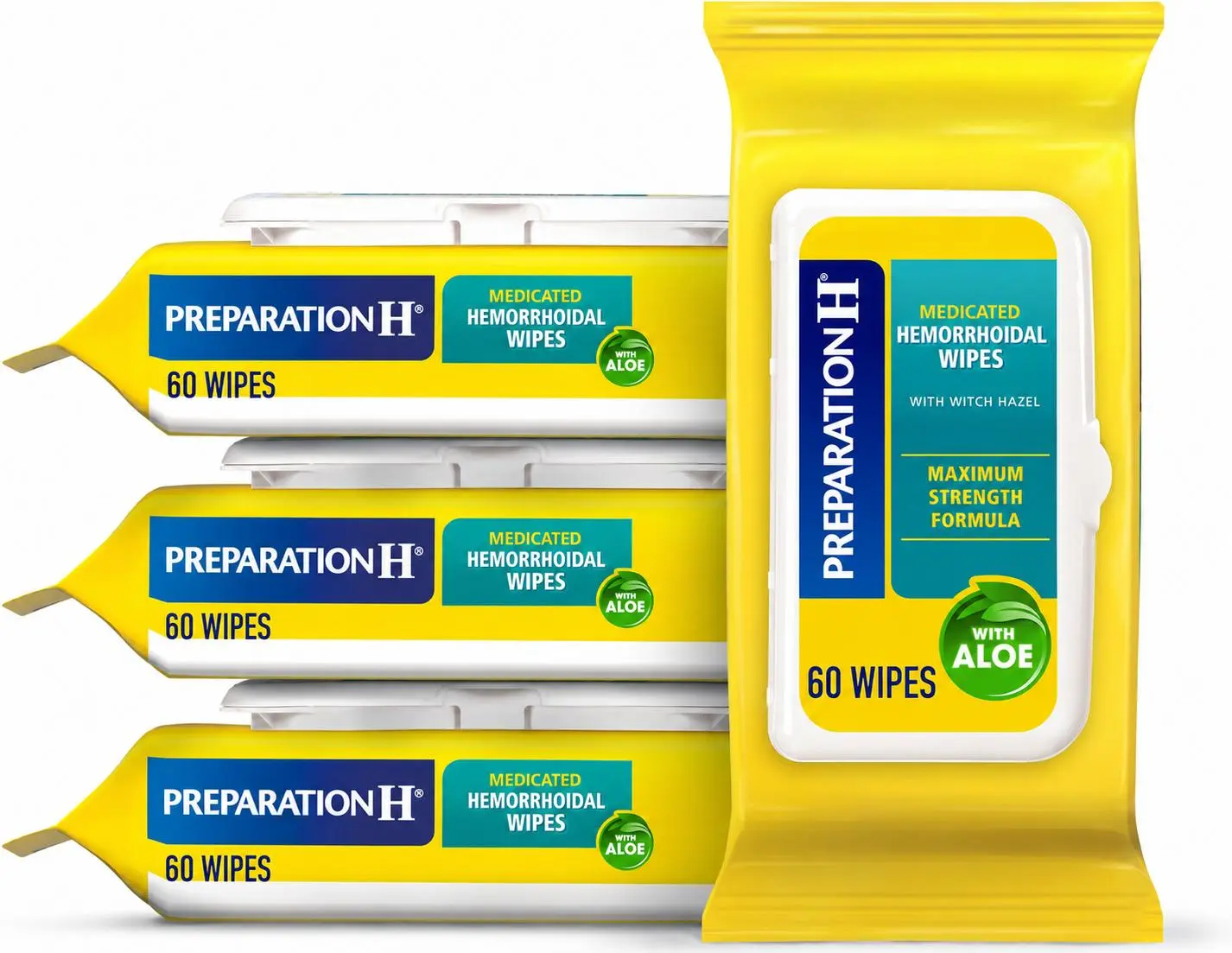 Preparation H Medicated Wipes Refill with Aloe 60 Wipes - 3 Pack