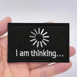 1PC "I Am Thinking" Embroidered Patch, Velcros Hook & Loop Backing, Black Badge for Backpacks, Uniforms, Gear & Outdoor Apparel