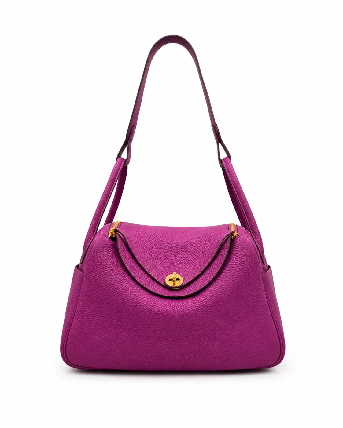 Pre-owned HERMÈS calfskin Shoulder Bags Hermes Purple Lindy 34 Shoulder Bag 67040643