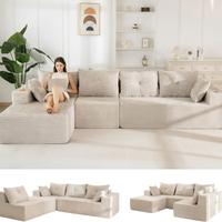 Grayish Beige- 3 Seater+Left Facing Chaise