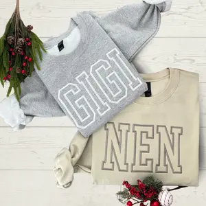 Embroidered Mama Sweatshirt, Custom Gigi Sweatshirt, Gift for Grandma, New Grandma Gift, Embroidered Varsity Shirt, College Block