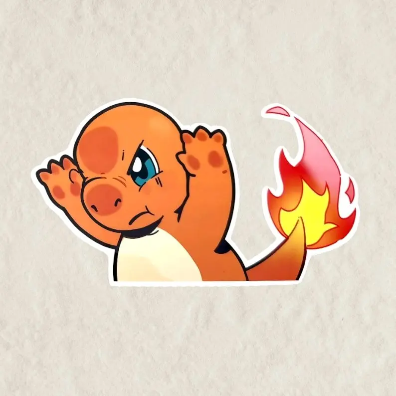Charmander Peeker Sticker | Vinyl waterproof sticker | Gift for Game lovers, Angy Char Char Vinyl Car | Gift for Game lovers
