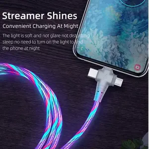 1pc 2m LED Light Fast Charging Cable, Braided Durable USB-C to Lightning/micro USB, Compatible with Samsung Galaxy Series, Christmas Gift