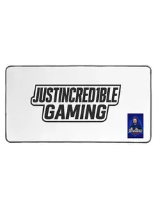 Justincred1ble Gaming Night Owl Desk Mat 15.5" x 31.5" Anti-Slip Neoprene Mat with Iconic Logo for Late-Night Gaming