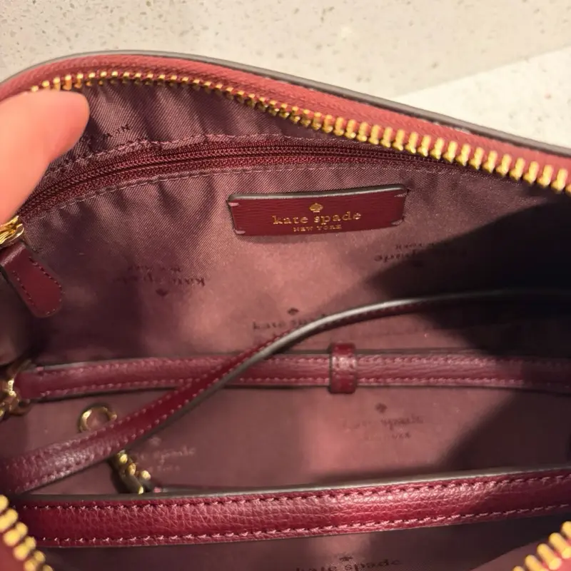 Kate Spade Deep Wine Flower Jacquard Embroidered Flowers Burgundy Shoulder Purse