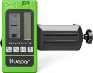 Huepar Laser Receiver LR-5RG for Huepar Laser Level - Green and Red Beam Detector for Pulsing Line Lasers, Two-Sided Back-lit LCD Displays, Automatic Shut-Off Timer