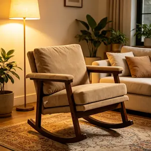 【Sub 1 packages】Niccae Mid Century Modern Accent Chair ,rocking chair with Wood Frame, Upholstered Living Room Chairs , Reading Armchair for Bedroom Sunroom