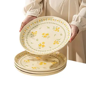 4/6-Piece 10-inch Steak Plate Set | Heat-Resistant Ceramic Dinner Plates | Oven/AirFryer Safe | Pastoral Floral Tableware