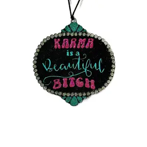 Karma is a Beautiful Bi*** Scented Car Freshie Rearview Mirror Hanging AirFreshener Car Decor