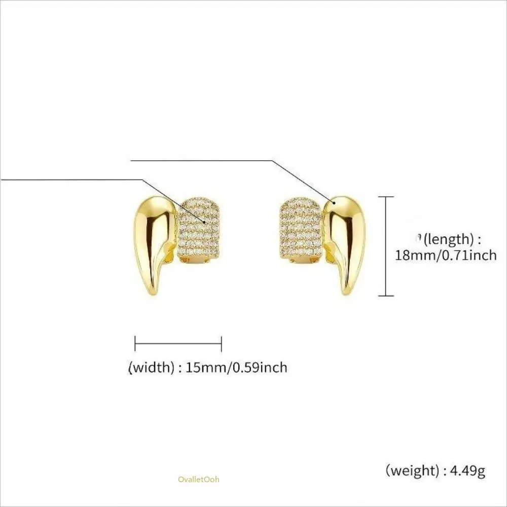 Golden Zirconia Teeth Grillz Full Set, Vampire Aesthetic Fashion Teeth Accessories for Men, Ideal Gift for Halloween Christmas Valentine's Day