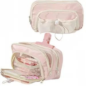 Pencil Case Big Capacity Pen Holder Large Opening Pencil Pouch Box Cute Aesthetic Drawstring Pen Case (Strawberry )