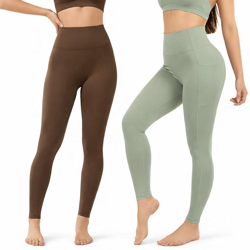 CKG Soft High-Waisted Yoga Leggings for Women with Tummy Control Side Pockets AirFlow Fit No Front Crotch Comfortable Functional