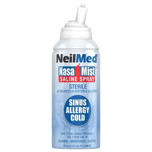 NeilMed NasaMist Isotonic 75mL Saline Spray for Nasal Allergies & Dryness - Gentle Soothing Mist for Sinusitis, Rhinitis, and Allergic Asthma Relief