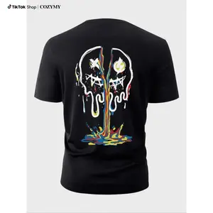 Men's  Smile Face Print Round Neck Tee, Regular Fit Street Fashion Casual Short Sleeve T-shirt for Daily Wear, Men's Summer Clothes