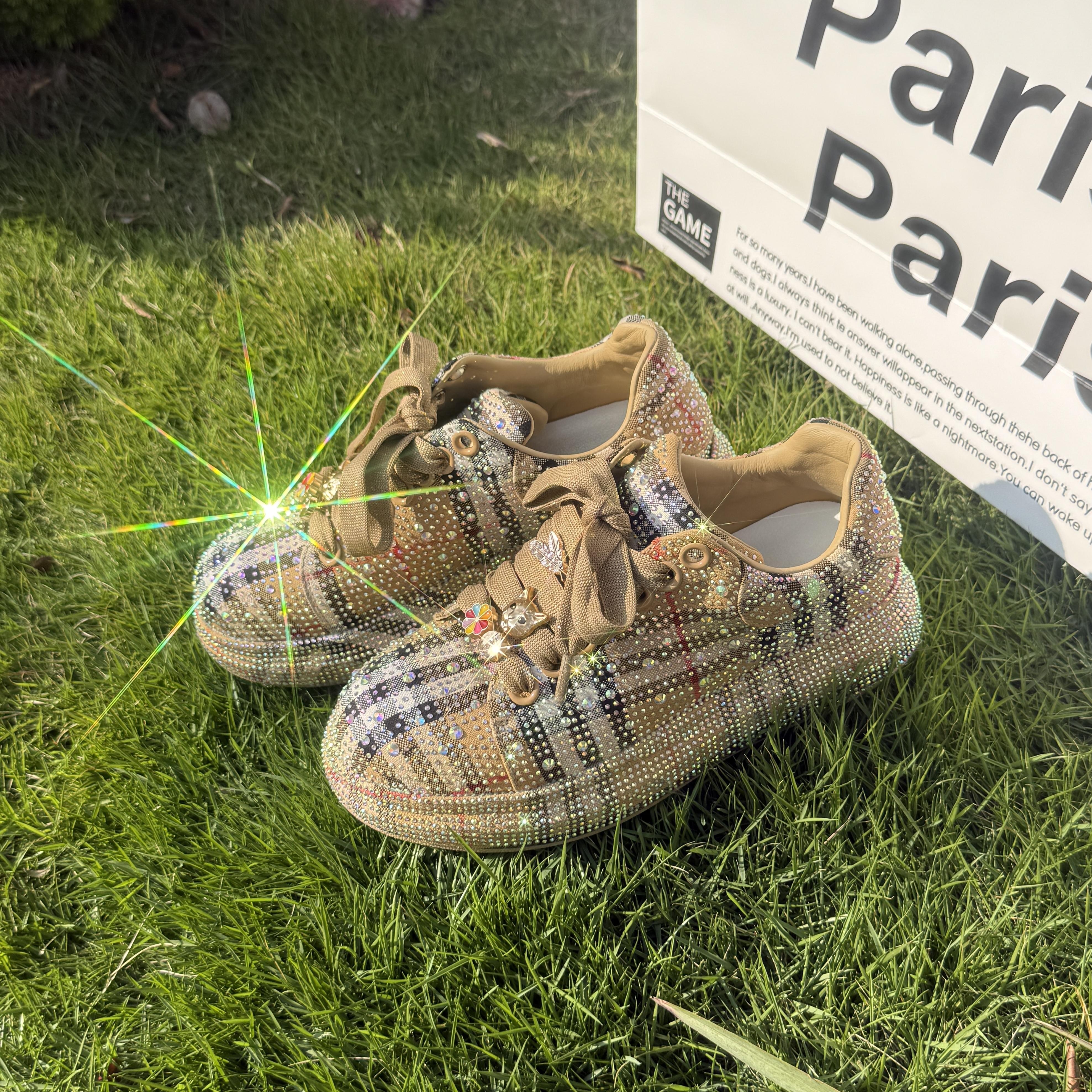 2026 Spring Women’s Rhinestone Sneakers | Luxury Bling Trainer Shoes | Fashion Casual Sparkle Sneakers Rhinestone Bling Sneakers for Women | Sparkly Casual Shoes | Lightweight Fashion Trainers Footwear Girl Running Runner Closed Breathable