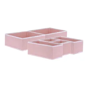 REGALWOVEN Storage Cube Set of 6, Storage Bin for Shelves Closet,  Collapsible Storage Basket for Organizing Clothes Books 6 Pack Pink