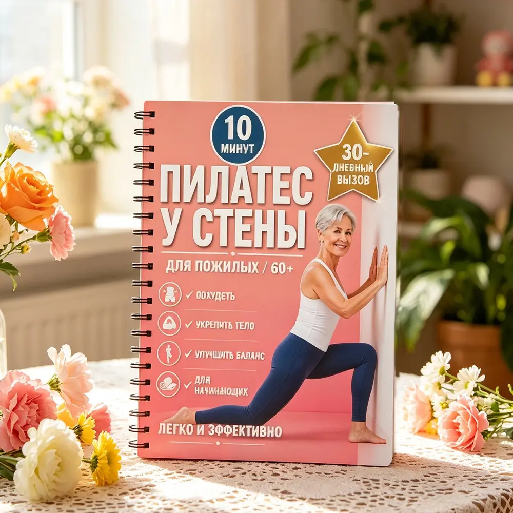 Wall Pilates for Seniors, 10-Minute Workout, 30-Day Challenge, Healthy Weight Loss and Flexibility Improvement, Senior Fitness Planner