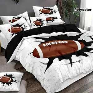 3-Piece ball collapse and ground crack pattern duvet set - soft and comfortable bedroom, guest room and dormitory decorative bedding set three-piece set (1 duvet cover + 2 pillowcases) Bed Sets Supplies
