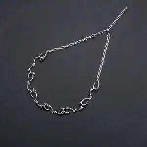 Irregular necklace silver geometric length adjustable clavicle chain, street style gift accessories