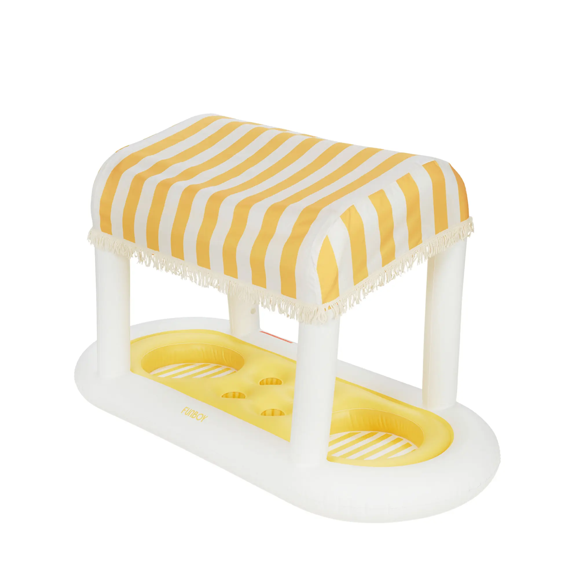 Yellow & White Striped Floating Cabana Bar - A Relaxing Day by the Pool Yellow & White Striped Floating Cabana Bar - A Relaxing Day by the Pool