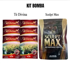 Kit Bomba - Té Divina & Sculpt Max Detox Natural Infused with Reishi Premium Beverage Drink Herbal Tea for Natural Detoxification Digestion Support & Improved Sleep Healthy Lifestyle Body Maintenance Formula Digestive Enzymes