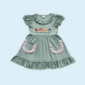 Thanksgiving turkey pocket dress for baby girls