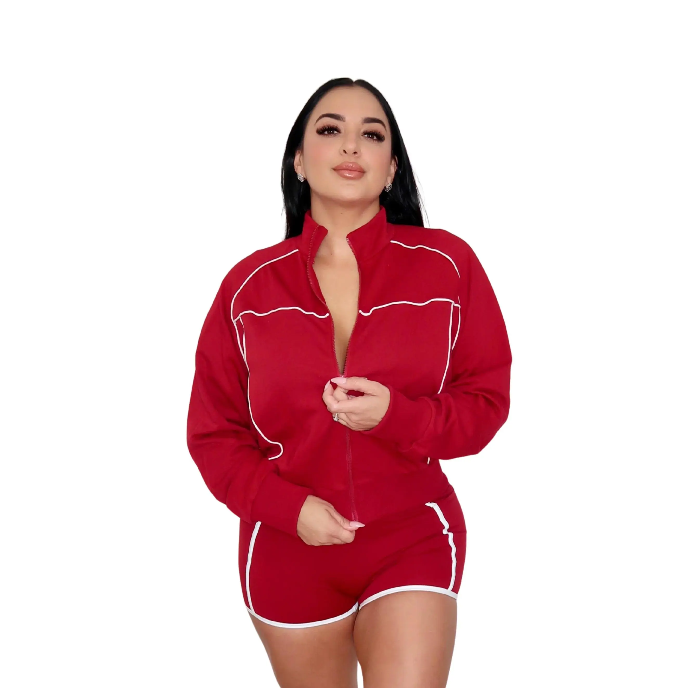 Linea Studio Zip-Up Track Jacket - Red