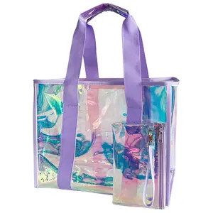 Fashion Women's Waterproof Jelly Bag, Large Capacity 2-in-1 Handbag & Crossbody Tote Bag, Lightweight Beach Storage Shoulder Bag