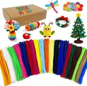 1000PCS 20 Colors Pipe Cleaners Bulk, Durable Chenille Stems, Multicolored Limpia Pipas, Pipe Cleaners Craft for DIY Crafts, Flower Making Kit, Arts and Crafts Supplies, School Decorations.