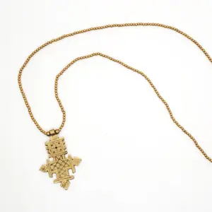 Brass Cross Necklace with Intricate Design and Durable Chain for Everyday Wear