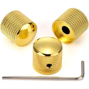 3 count Metal Volume Tone Dome Guitar Speed Control Knurled Shaft Pots Knobs with  Screws Set for Electric Guitar or Bass ()