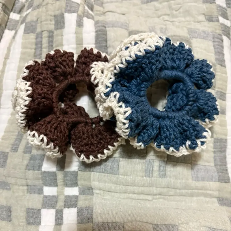 Crochet Scrunchies for Everyday Use, Plain Basic cotton Fabric Hair Accessories