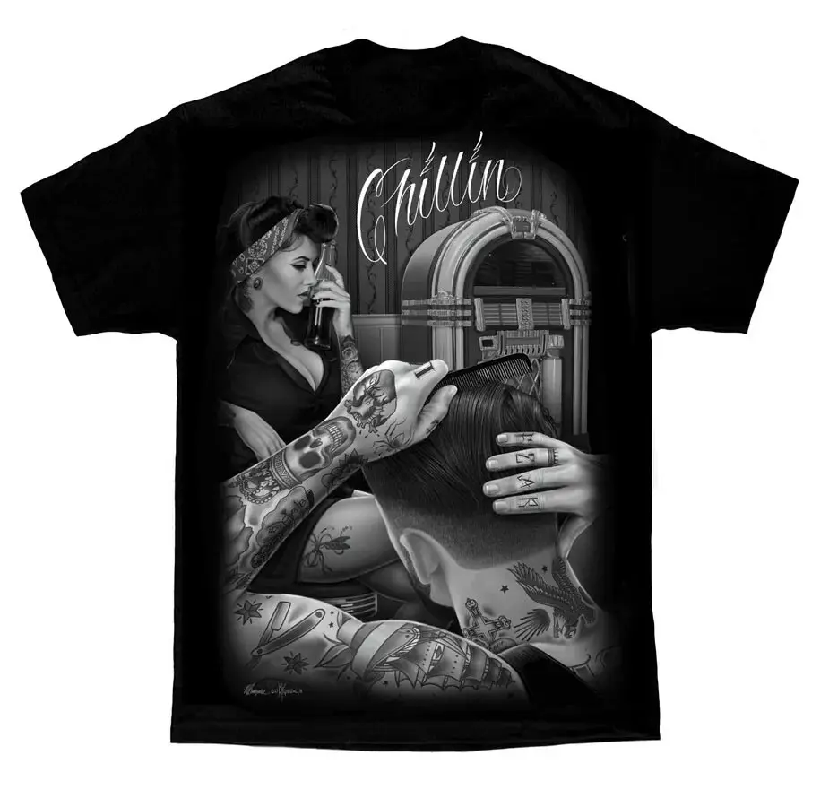 DGA David Gonzales Art Fresh Cut Chillin Pinup Greaser Tattoo Rockabilly T Shirt Christmas Menswear