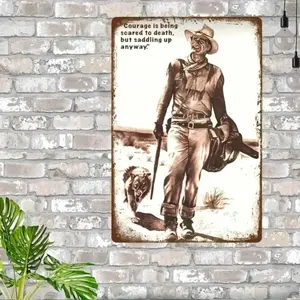 Aluminum Western Cowboy Sign Dustproof Wall Decor for Bedroom Aesthetic Room Mountable Holiday Ornament Vintage Decor