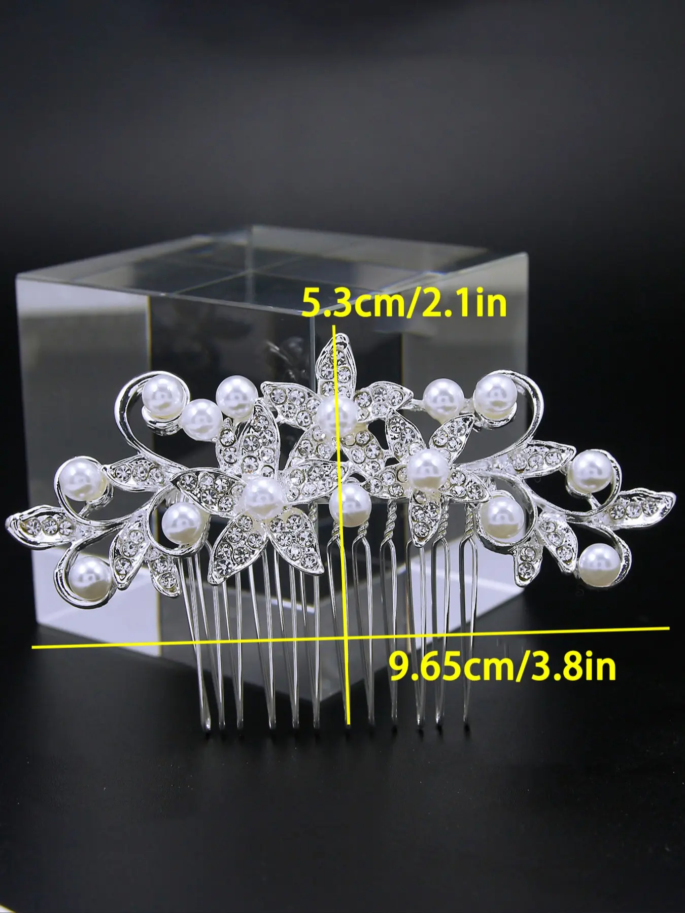 Elegant Pearl & Crystal Bridal Hair Comb - Silver H8 Wedding Hair Comb - Silver Wire Crystals Beautiful  main image 3