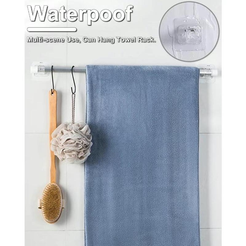 8PCS Self Adhesive Curtain Rod Holder No Drilling,No Drill Curtain Rod Brackets,Renter Friendly Draper Rod Hook,Nail Free Adjustable Non Screw Drapery Pole for Apartment Window Wall Door Ceiling Mount