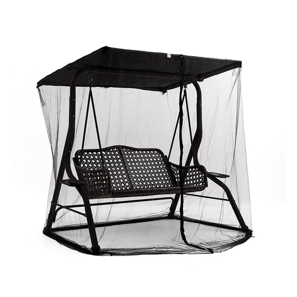 Patio Swing Mosquito Netting - Polyester Mesh Screen with Zipper Opening and roof Waterproof Tent - Rectangle Netting Curtain Mesh Netting Sides Mosquito Netting Curtains