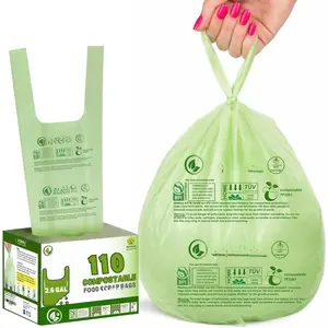 2.6 Gallon  Compostable Bags Handle Tie (110 Bags) 9.84L Small Compost Trash Bags  Scrap Garbage Bags  BPI Certified TUV OK Compost  Certified Meeting ASTM D6400 (110 ct.)