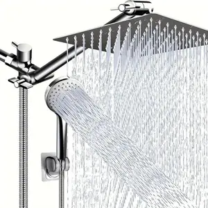 High Pressure Rainfall & Handheld Showerhead Combo, 9 Spray Settings Adjustable Shower Head System, Anti-leak Design Shower Equipment for Home Bathroom