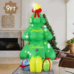 9 FT Inflatable Christmas Tree With Lights For Yard Decoration And Outdoor Holiday Atmosphere Colorful Metal Colorful Room